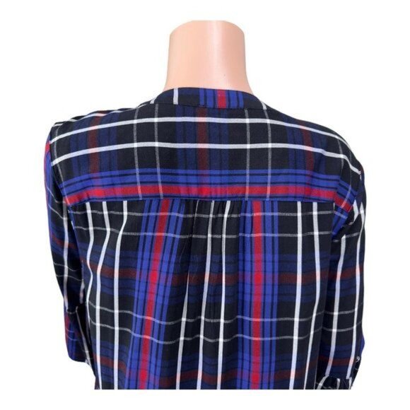 New Directions 100%Rayon Colorful Plaid Loose Fit Flowy Tunic Top Women’s SZ L - Picture 11 of 16